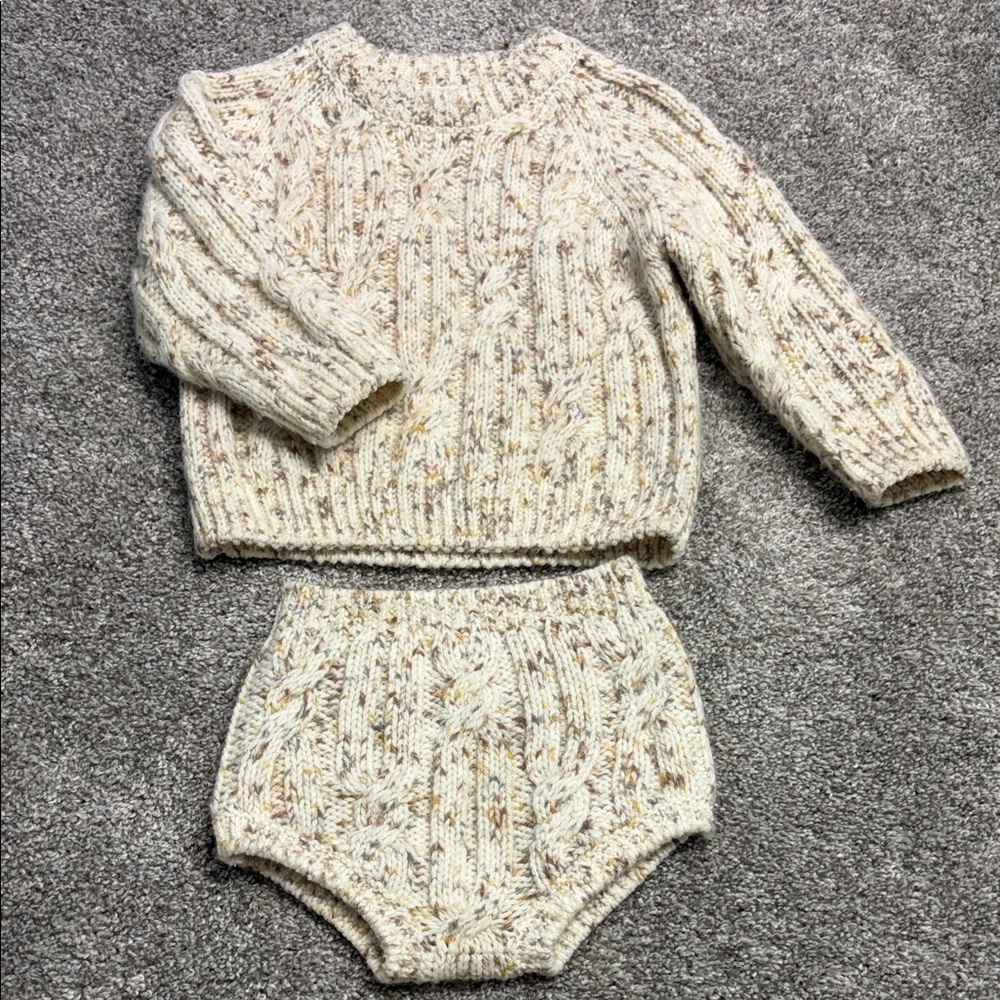 Rylee + Cru Speckled Knit Sweater and Bloomer Set